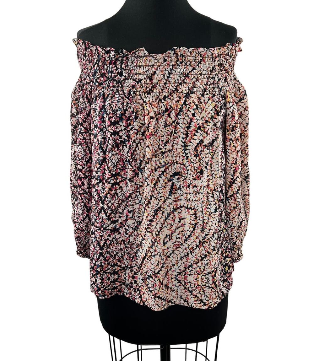 PLENTY BY TRACY REESE Multicolor 3/4 Sleeve Off the Shoulder Blouse Top Size M